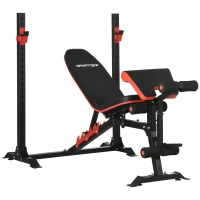 SPORTNOW Banco de Musculación Multifuncional con Respaldo Reclinable y Soporte de Barras Altura Ajustable 180x110x126 cm Negro