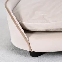 PawHut Canapé pour chien canapé pour animal de compagnie avec coussin amovible et housse lavable 66 x 43 x 19,5 cm beige(m-7)