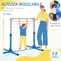 HOMCOM Sbarra per Ginnastica Artistica o Danza Classica Regolabile in Altezza 92-150 cm, Blu(m-4)