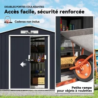 Outsunny Abri de Jardin 2,42 m² - Remise pour Outils avec Fondation - cabanon Porte verrouillable - tôle d'acier Gris(m-5)