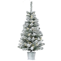 HOMCOM Árbol de Navidad Pequeño Artificial 90 cm con Luces LED 116 Ramas Maceta Desmontable y Soporte de Metal Decoración Navideña para Interior Ø40x90 cm Verde y Blanco
