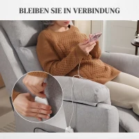 HOMCOM Elektrischer Aufstehsessel, Sessel mit Aufstehhilfe, Relaxsessel mit Schlaffunktion, Leinenoptik, 83 x 89 x 102 cm, Grau(m-6)