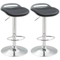 HOMCOM Set di 2 Sgabelli da Bar con Altezza Regolabile e Girevoli con Poggiapiedi, Nero(m-1)