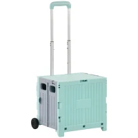HOMCOM Carrito para Supermercado con 2 Ruedas Longitud de Mango Ajustable Capacidad 32 Litros 41,5x32,5x85 cm Verde(m-10)