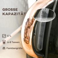 HOMCOM Czajnik, 2200W, okno widokowe, filtr, szybki czajnik, Czarny(m-5)