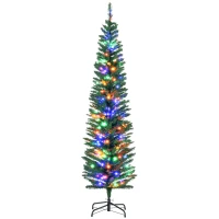HOMCOM Sapin de Noël artificiel lumineux en forme de crayon 180 cm 150 lumières multicolores 390 branches base en acier vert(m-1)