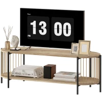 HOMCOM Mobile TV Stile Bohemien fino a 55 Pollici con Design in Corda di Carta e 2 Ripiani Aperti 124x43,5x41 cm Naturale(m-6)
