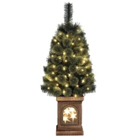 HOMCOM Weihnachtsbaum, naturgetreue Erscheinung, integrierte LEDs, dimmbar, 8 Modi, 45 x 90 cm, Grün(m-10)