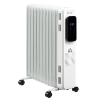 HOMCOM Radiador de Aceite bajo Consumo 2720W Radiador de Aceite Silencioso con 11 Elementos Temperatura Ajustable Protección contra Sobrecalentamiento Temporizador y Ruedas para 12-20 m² Blanco(m-10)