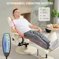 HOMCOM Swivel Recliner Chair and Footstool, Faux Leather Massage Recliner Armchair with Remote Control and Round Wrapped Base, Cream White(m-4)