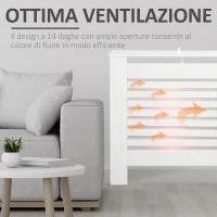 HOMCOM Copritermosifoni a Doghe con Ripiano Portaoggetti, in Legno, 172x19x81 cm, Bianco(m-4)