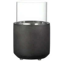 HOMCOM Chimenea Bioetanol Sobremesa Capacidad de 0,4L Combustión de 2,5h para Interior y Exterior 12x12x19cm Gris Oscuro(m-1)