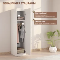 HOMCOM Kleiderschrank Mehrzweckschrank mit Kleiderstange, Regal, Soft-Close-Tür 40 x 52 x 180 cm Weiß(m-4)