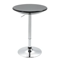 HOMCOM Mesa de Bar Regulable en Altura Giratoria 360º con Base Redonda Mesa Alta de Acero Moderna para Cocina Comedor Cafetería 61x61x76-97 cm Negro(m-10)