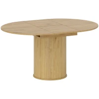 HOMCOM Table Extensible pour 6-8 Personnes de Ronde à Ovale avec Base Piedestal, en Bois et Acier, couleur Bois(m-6)