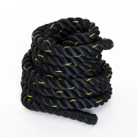 HOMCOM Cuerda de Batalla Ø38 mm Longitud 9 m Battle Rope Formación Battling Power Cuerda Ejercicio Fitness Deporte Poliéster Ultra Resistente Negro(m-1)