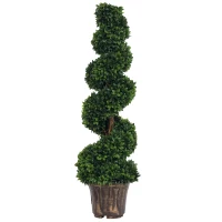Outsunny Plante Artificielle  topiaire Buis Arbre Artificiel en Forme de Spirale dim. Ø 32 x 120H cm Vert(m-1)