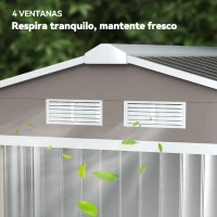Outsunny Casetta da Giardino Porta Utensili in Lamiera con Porte Scorrevoli, 213x130x185 cm, Grigio(m-8)