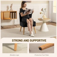 HOMCOM Modern Accent Chair, Fabric Living Room Chair with Rubber Wood Legs and Thick Padding, Black(m-4)