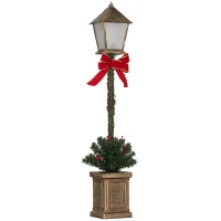 Outsunny Lampadaire de Noël lumineux LED de 1,25 m ornement décoration de Noël avec grappes de baies et nœud papillon(m-11)