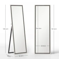 HOMCOM 162.6 cm Two-Tone Full Length Mirror - White/Grey-Tone(m-3)