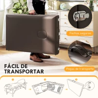 HOMCOM Marquesa de Massagem Dobrável Portátil com Altura Ajustável Apoio de Cabeça Apoios de Braços Acolchoados 215x60x64-89 cm Marrom(m-6)