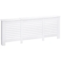 HOMCOM Mobile Copricalorifero Larghezza Regolabile e Mensola Superiore in MDF e Legno, 140-202x19x82.5cm, Bianco(m-1)