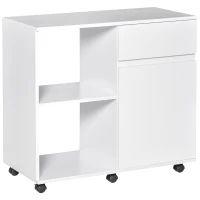 HOMCOM Filing Cabinet, Printer Stand with Open Storage Shelves and Drawer for Home Office, 80cm x 40cm x 73cm, White(m-1)