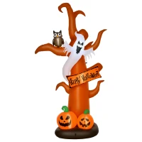 HOMCOM Selbstaufblasend Halloweendekoration mit LED-Lichtern, inkl. Gebläse und Befestigungsmaterial, 156cm x 107cm x 274cm(m-1)