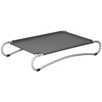 PawHut Cama Elevada para Perros Pequeños Medianos Cama para Mascotas con Tela de Malla Transpirable Marco Curvo de Acero para Interior Exterior 110x65x20 cm Gris(m-1)