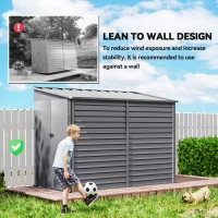 Outsunny 5 x 9ft Galvanised Metal Garden Shed with Foundation Kit, Outdoor Lean-to Shed, Tool Storage House with Lockable Doors, Gloves and 2 Air Vents for Patio, Garden, Grey(m-6)
