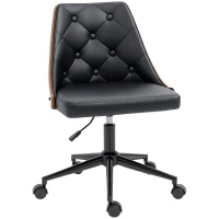 Vinsetto Cadeira de Escritório Operativa Estofada em Couro PU com Altura Ajustável Função Basculante 54x54,5x76-86cm Preto e Nogueira(m-10)