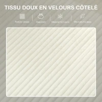 HOMCOM Canapé 3 places en velours côtelé, canapé avec coussins à ressorts et assise rembourré, 192x80x84,5cm, beige(m-5)