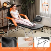 HOMCOM Marquesa de Massagem Dobrável Portátil com Altura Ajustável Encosto de Cabeça Removível  182x82x68 cm Laranja(m-6)