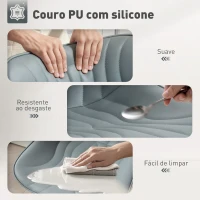 HOMCOM Conjunto de 2 Bancos de Bar Bancos Altos de Cozinha Giratórios com Altura Ajustável e Couro Sintético 47,5x54x92-110 cm Cinzento(m-5)