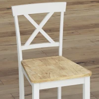 HOMCOM Ensemble de 2 tabourets de bar avec dossier et repose-pied en bois de caoutchouc, pour cuisine, salle à manger, bar, Chêne+Blanc(m-5)