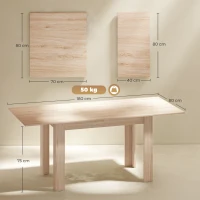 HOMCOM Tavolo da pranzo allungabile, tavolo da cucina rettangolare, per 8 a 6 persone, 140-180 x 80 cm, effetto legno naturale(m-3)