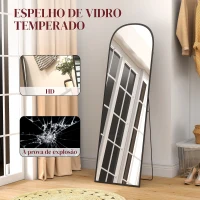 HOMCOM Espelho de Pé Espelho de Corpo Inteiro 60x165 cm com Estrutura de Liga de Alumínio e Suporte para Sala Quarto Preto(m-5)