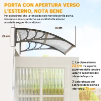 Outsunny Tettoia in Policarbonato Anti-UV da Esterno per Porte e Finestre da 100x80 cm(m-7)