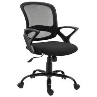Vinsetto Silla de Oficina Silla de Escritorio de Malla Transpirable Basculante con Altura Ajustable Asiento Giratorio 360° y Soporte Lumbar 61x61x89-99 cm Negro(m-10)