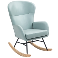 HOMCOM Poltrona Baloiço Estofada em Veludo com Assento Acolchoado Apoio para os Braços e Pés de Madeira de Faia 65x87x102 cm Verde Claro