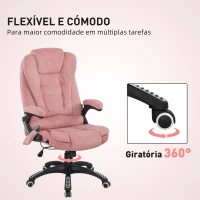 Vinsetto Cadeira de Escritório com 6 Pontos de Massagem Reclinável até 130° com Função de Aquecimento 65x71x110-120 cm Rosa(m-8)