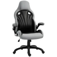 Vinsetto Sedia da Ufficio Poltrona Gaming, Ergonomica con Schienale Alto, Girevole e Altezza Regolabile, Nero e Grigio(m-1)