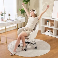 HOMCOM Velvet-Feel Office Chair with Adjustable Height and Wheels - Cream White(m-8)