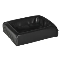 PawHut Cama para Cães Gatos Estofada em Couro PU Cama para Animais de Estimação Pequenos Amovível e Lavável com Zíper 58x49x14,5cm Preto(m-10)