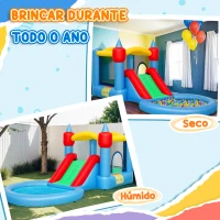 AIYAPLAY Castelo Insuflável 4 em 1 para Crianças com Escorrega Piscina de Bolas Cesto e Saco de Transporte 415x205x190 cm Multicor(m-8)