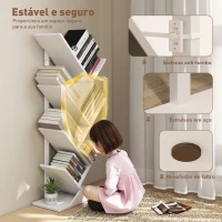 HOMCOM Estante em Forma de Árvore de 7 Níveis Estante de Livros com 7 Prateleiras e Estrutura de Aço  50x24x109 cm Branco(m-5)