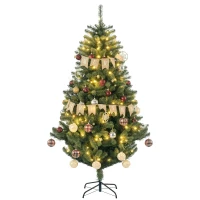 HOMCOM Árvore de Natal Artificial com 150 Luzes LED 650 Ramos e 100 Decorações para Interior Aço Ø106x180 cm Verde(m-10)