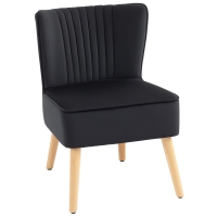 HOMCOM Modern Accent Chair, Fabric Living Room Chair with Rubber Wood Legs and Thick Padding, Black