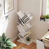 HOMCOM Estante em Forma de Árvore de 7 Níveis Estante de Livros com 7 Prateleiras e Estrutura de Aço  50x24x109 cm Branco(m-6)